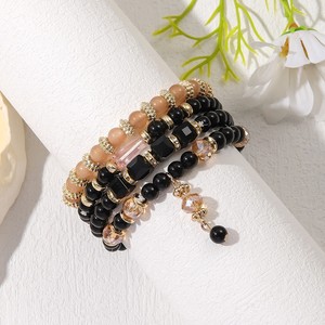 <b>Crystal</b> Tassel <b>Bracelet</b> Multi Layered Acrylic <b>Beaded</b> Elastic Women Jewelry Spring 2024 Yiwu Manual Made Geometric Style - Product Image 4