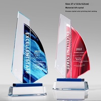 Plaque gravée de médaille en métal de trophée de cristal sur mesure haut de gamme pour le prix d'honneur de la réunion annuelle des employés d'entreprise