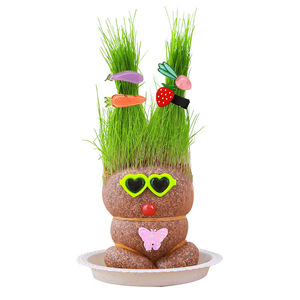 Mini Planta en Maceta de Césped Artificial, Planta Verde Hidropónica de Escritorio, Diseño de Dibujos Animados, Decoración Interior, Regalo para Niños - Product Image 5
