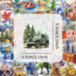 50 Pezzi Adesivi da Viaggio per Esterni, Cartoni Animati, Acquerello, <span class=keywords><strong>Campeggio</strong></span>, Creativi, Decorativi per Tablet, Quaderni, Cancelleria - Product Image 2