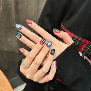 Diseño # 2492 <span class=keywords><strong>Uñas</strong></span> Artificiales Hechas a Mano de Alta Calidad con Envío Rápido, <span class=keywords><strong>Uñas</strong></span> Extra <span class=keywords><strong>Cortas</strong></span> Tipo Ataúd, <span class=keywords><strong>Uñas</strong></span> Postizas Navideñas para Mujer - Product Image 2
