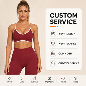 Sujetador Deportivo de Yoga para Mujer, Alta Elasticidad, Sin Costuras, con Ribete en Contraste, Soporte y Moldeado, Top Corto para Fitness, Pilates y Entrenamiento - Product Image 1