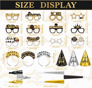 Bonne année papier cône casquettes chapeaux bandeau Photo accessoires <span class=keywords><strong>lunettes</strong></span> <span class=keywords><strong>frange</strong></span> éruptions fabricants de bruit pour la décoration de fête du nouvel an - Product Image 6