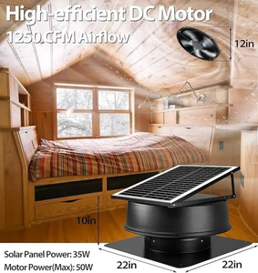 Ventilateur d'extraction industriel de plafond à énergie solaire 25W avec collecteur d'air, système de <span class=keywords><strong>ventilation</strong></span> de toit pour la <span class=keywords><strong>ventilation</strong></span> des cheminées - Product Image 5