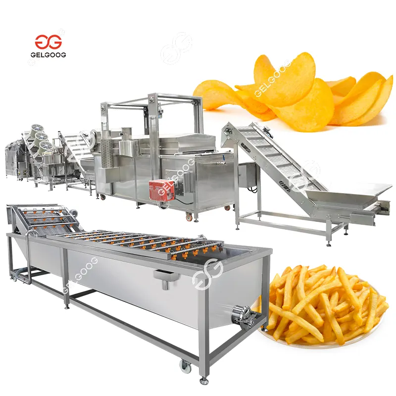 स्वचालित यौगिक छंटाई आलू चिप्स उत्पादन लाइन उपकरण देता है जो फ्रेंच फ्राइज़ की मशीन बनाती है
