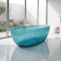 Baignoire autoportante de luxe en acrylique, style italien moderne et léger, avec drain écologique, personnalisable pour hôtels/villas