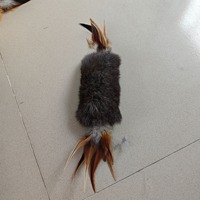 Jouet pour chat en fourrure de lapin avec plumes, fourrure véritable, fait main, jouets pour chats, jouet en fourrure de lapin moelleux avec plumes