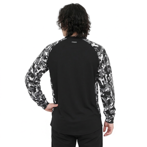 Black Camo <b>Raglan</b> Long <b>Sleeve</b> <b>T</b> <b>Shirt</b> Oversized Cotton Tee Digital Print Casual Men's - Product Image 3