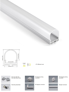 Profilo in Alluminio 24 <span class=keywords><strong>X</strong></span> 15mm per Strisce LED Rigide con Montaggio a Soffitto o a Parete - Product Image 2