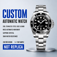 Montre personnalisable sur mesure, boîtier et bracelet en acier inoxydable, résistante à l'eau, mouvement mécanique Miyota 8215