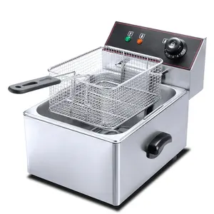 Commercial Powerful Electric Fryer Single/Double Tank Available 6L To 8L Chicken Chipper Fryer