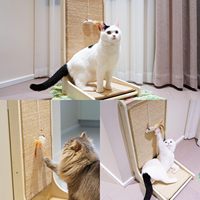 Griffoir pour chat en bambou/bois en forme de L, moderne et luxueux, protège les meubles, jouet pour chat à poser au sol pour les besoins de griffonnage des félins