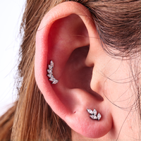 Clous de piercing pour cartilage interne, tragus et labret en titane TT ASTM F136 G23 avec zircon plaqué or, piercing corporel en titane de haute qualité