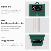 PH Meter Tanah 3 In 1, Alat Analisis Kelembapan Sensor Detektor Tanah Meteran Cahaya untuk Tanaman Bunga Taman