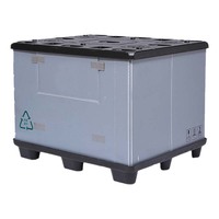 Caisse de palettisation pliable en plastique avec plateau inférieur renforcé et couvercle