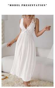 Kadın uzun tarzı iki parçalı pijama Set seksi gecelik elastik bel kapatma ile yaz için - Product Image 5