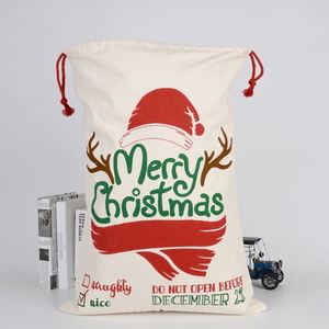Sacs à cordon de Noël 2026 très populaires, grands sacs en coton écologiques, sacs de rennes et de Père Noël, sacs cadeaux de Noël à cordon - Product Image 3