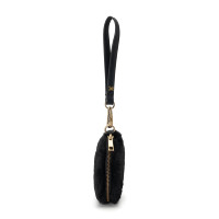 Porte-monnaie rond en fausse fourrure noire avec dragonne courte, fermeture éclair, mini pochette douce et moelleuse, durable, pour pièces de monnaie, clés, AirPods, usage quotidien