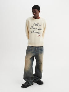 Jersey de cuello redondo con diseño de logotipo personalizado de talla grande Jacquard manga larga con letras tejido cuello redondo suéter de punto Jacquard personalizado - Product Image 5