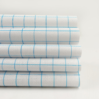 Tissu Aida 14 mailles respirant blanc 150 cm de large, toile de broderie en coton, grille soluble dans l'eau, technique non-tissée, brodé