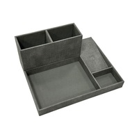 Nouvel Organisateur de Bureau en Cuir PU avec Chargeur Sans Fil 15W Polyvalent et Boîte de Rangement