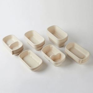 Contenants ronds jetables en canne à sucre biodégradables de 750 ml avec couvercles blancs pour la restauration et les événements - Product Image 1