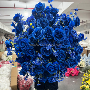 Ramo Floral de Rosas Artificiales de Seda Azul Real, para Centros de Mesa de Boda, Venta al Por Mayor - Product Image 1