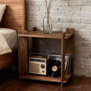 Solid Wood Nightstand 54 Cm High <b>Storage</b> Rack Bedroom <b>Side</b> <b>Table</b> For Bedside Use - Product Image 2