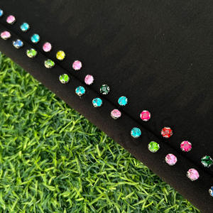 Personalizado de los hombres multicolor de diamantes de imitación de peso pesado cintura elástica negro holgado pantalones de chándal - Product Image 5