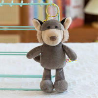 Porte-clés en peluche animaux de la jungle de dessin animé, en coton PP brodé, doux et rembourré, accessoires d'anniversaire, mini pendentif de sac, cadeau poupée