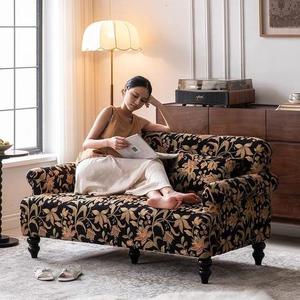 โซฟาอเมริกันเรโทรลายดอกไม้รูปตัวยูบุผ้าหุ้มพร้อมไส้โฟมสำหรับใช้ในห้องนั่งเล่นที่บ้าน - Product Image 4