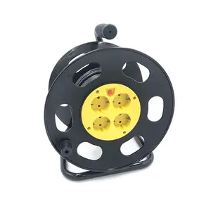 16A 4 outlet euro extension power cord reel with VDE 3pin plug