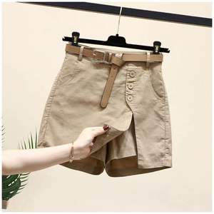 Shorts élégants pour femmes, été décontracté avec short ceinture Version coréenne des jupes pantalons A-line taille haute à boutons à la mode - Product Image 5