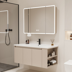 French-style white bathroom <b>cabinet</b> beehive storage mirror <b>cabinet</b> white countertop sink <b>wall</b>-<b>mounted</b> <b>cabinet</b> body - Product Image 4