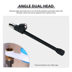 Mandrin de gonflage professionnel en alliage de Zinc, 2 pièces, avec pince pour pneu, double pied, tête inversée - Product Image 4