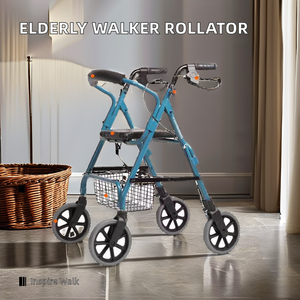 Marcheur et chariot de déambulateur adulte à 4 roues en aluminium pliant léger pour les personnes âgées - Product Image 6