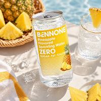 Boisson gazeuse pétillante à l'ananas BENNONE sans sucre, eau gazeuse fruitée, canette portable de 300 ml