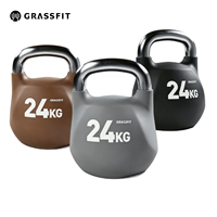 Kettlebell HRX 32 kg, poignée en acier électroplaqué, monobloc, noyau en fonte moulée sous pression, pour entraînement fonctionnel de force, utilisation en salle de sport