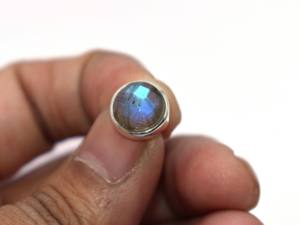 Natural Blue <b>Fire</b> Labradorite Rose Cut 8mm Round Gemstone 925 Sterling Silver Handmade Pendant - Product Image 3