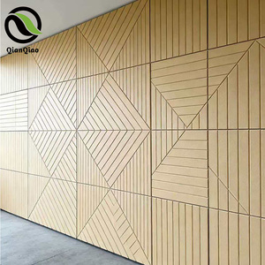 QIANQIAO Art mural décoratif personnalisé pour l'intérieur, grille géométrique sculptée CNC, panneau acoustique en PET, carreaux texturés pour le traitement du son - Product Image 1