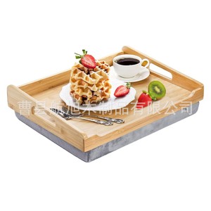 Bandeja de bambú con cojín extraíble para comida, para usar en el sofá o con el portátil en casa. - Product Image 4