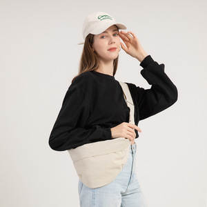 Japanese Style Women's Chest Bag Beige Single Strap Zipper Closure Portable Everyday Outfits - Product Image 2