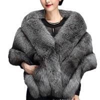 Gilet court en fausse fourrure de renard grande taille pour femme, style coréen, polyvalent, châle de mariage, cape, vêtement d'extérieur pour la mariée