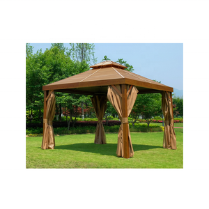Gazebo de Patio con Techo Doble Impermeable de Aluminio y Cortina Mosquitera LSB-46, Gazebo Moderno para Exteriores LSB-46 - Product Image 2