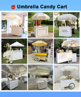 Carrito de Dulces Moderno Personalizado SMS con Luz Blanca para Exhibición de Snacks, de Madera, para Bodas y Fiestas en Interiores y Exteriores