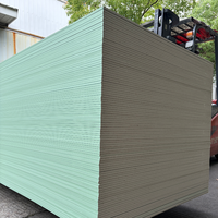 Plaque de plâtre hydrofuge en gros de Chine 12,5 mm 1200x2400 avec surface en papier vert pour plafond et mur de salle de bain
