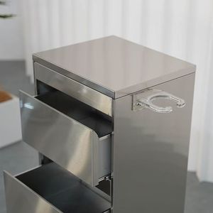 Carrito de Salón de Acero Inoxidable DM con 3 Cajones, Diseño Minimalista, Mueble Comercial Resistente - Product Image 3