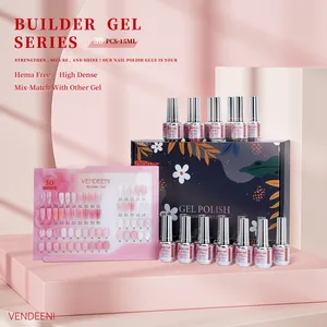 Vendeeni Non Toxic 30 Color Gel Builder Set Lasting Pink 15ml Liquid Builder Gel Hema Free Builder Gel Custom Logo