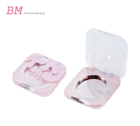 Boîtier compact carré transparent rose vide pour fards à paupières, conteneur de palette de fards à paupières en plastique de luxe 30,55 mm