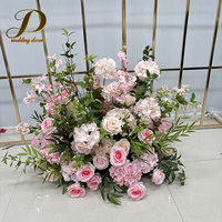 Set Panel Bunga Buatan JINDA Handmade Pink Custom Real Touch Runner untuk Dekorasi Acara Pernikahan